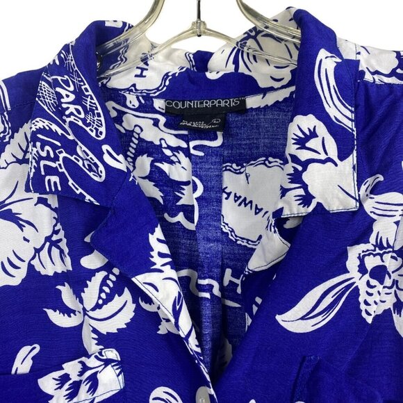 CounterParts Hawaiian Blue Floral Short Sleeve Top Size Large - Picture 5 of 9
